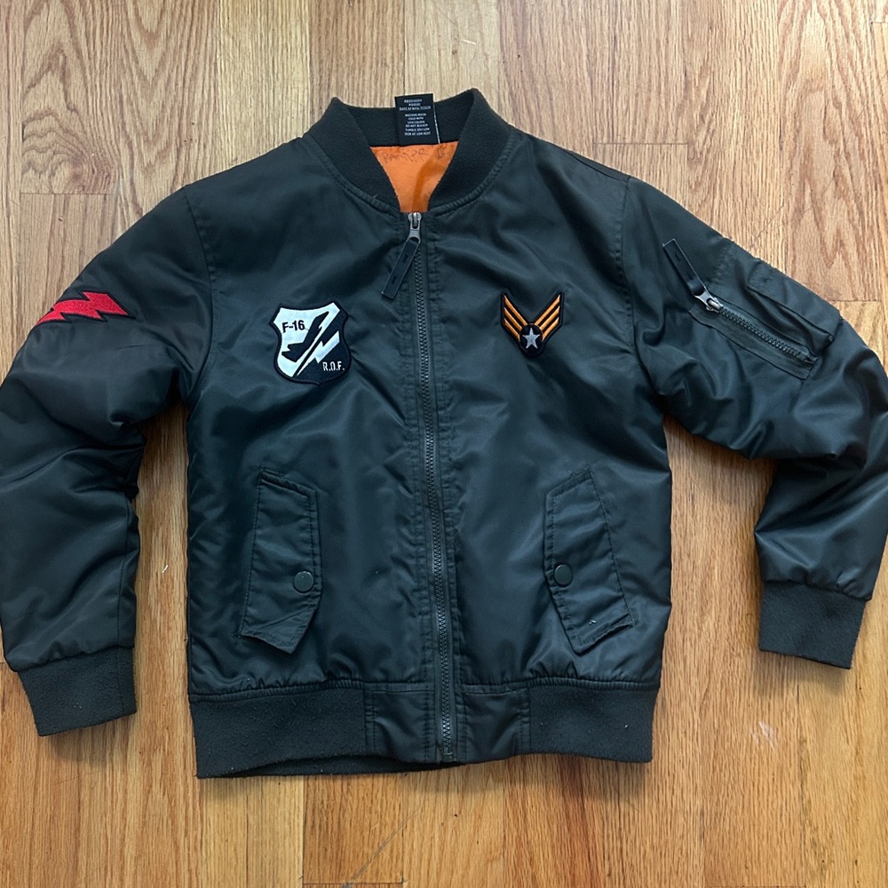 Kids Ring of Fire Bomber Jacket in Size Youth Small